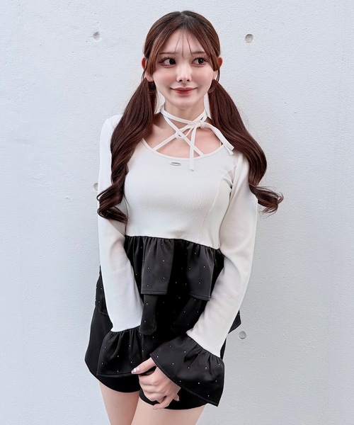 NOMAE（ノーマエ） tシャツ ストーンドットペプラムトップス