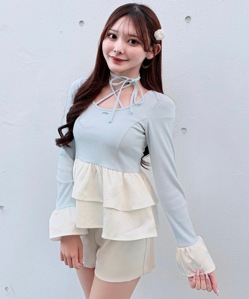 NOMAE（ノーマエ） tシャツ ストーンドットペプラムトップス