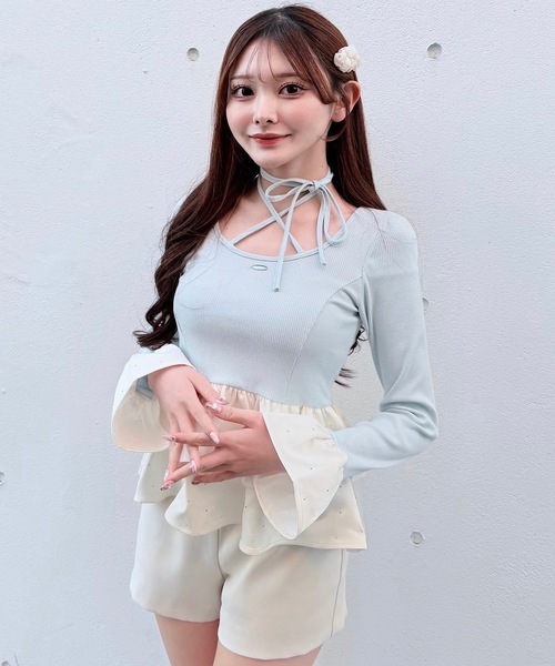 NOMAE（ノーマエ） tシャツ ストーンドットペプラムトップス