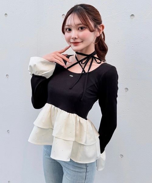 NOMAE（ノーマエ） tシャツ ストーンドットペプラムトップス