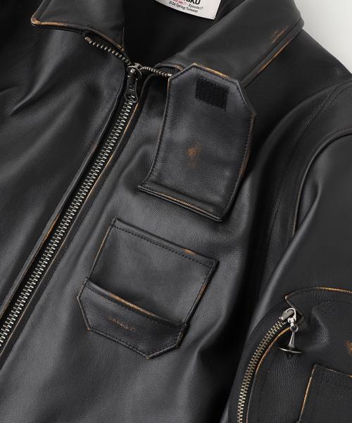 ミリタリージャケット モッズコート DAIRIKU / ダイリク MIllitary Leather Flight Jacketの画像