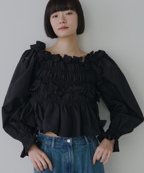 「PERNA」 長袖ブラウス FREE ブラック レディース_画像2