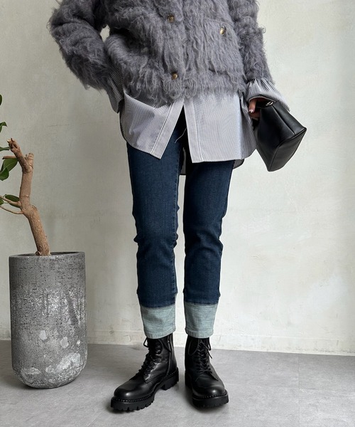 「DouDou」 「INDIMARK」デニムパンツ LARGE インディゴブルー レディース_画像9