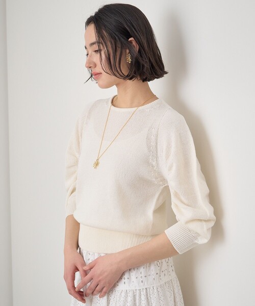 「ANAYI」 7分袖ニット 36 オフホワイト レディース_画像6