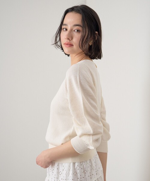 「ANAYI」 7分袖ニット 36 オフホワイト レディース_画像7