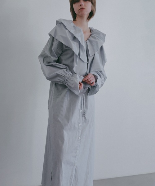 完売！ローブブラン⭐︎ laubeblanc⭐︎セットアップワンピース⭐︎グレー⭐︎M MANOF（マノフ） ワンピース RAFFLE SHIRTS ONE PIECE : ZOZOTOWN
