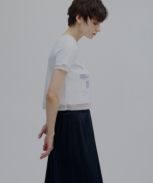 Ameri（アメリ） tシャツ 半袖 SHEER LAYERED GLIMMER GRAPHIC TEE