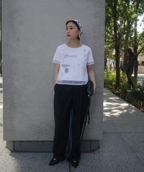 Ameri（アメリ） tシャツ 半袖 SHEER LAYERED GLIMMER GRAPHIC TEE