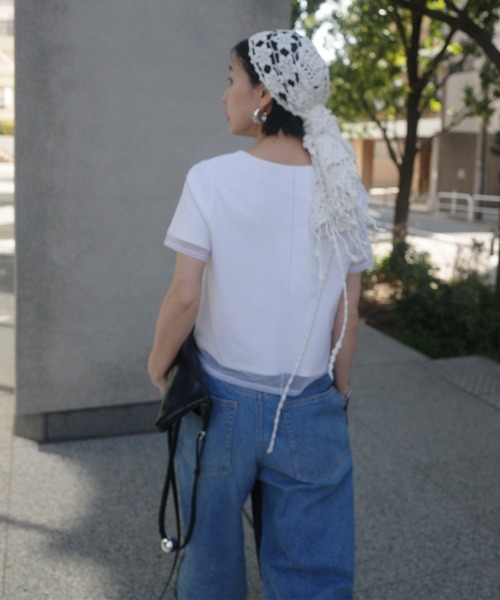 Ameri（アメリ） tシャツ 半袖 SHEER LAYERED GLIMMER GRAPHIC TEE