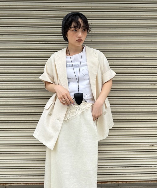 Ameri（アメリ） tシャツ 半袖 SHEER LAYERED GLIMMER GRAPHIC TEE
