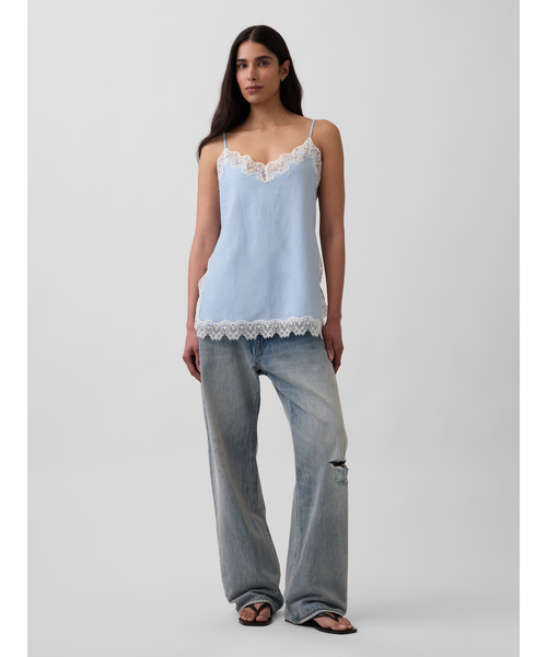 GAP（ギャップ） キャミソール リネンブレンド レーストリミング