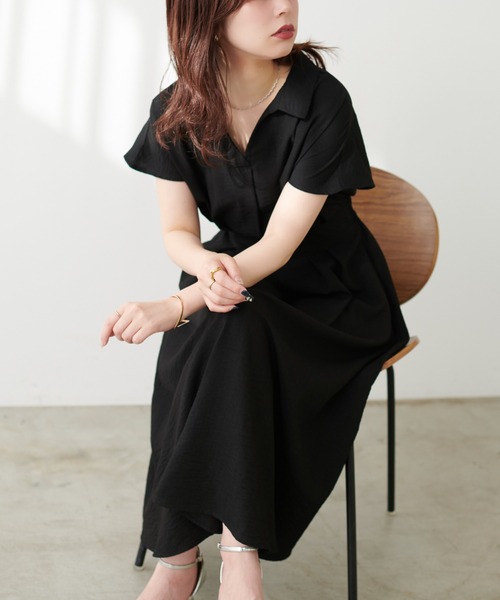 「natural couture」 半袖ワンピース LARGE ブラック レディース_画像8