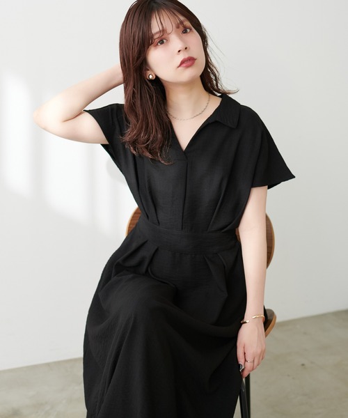 「natural couture」 半袖ワンピース LARGE ブラック レディース_画像9