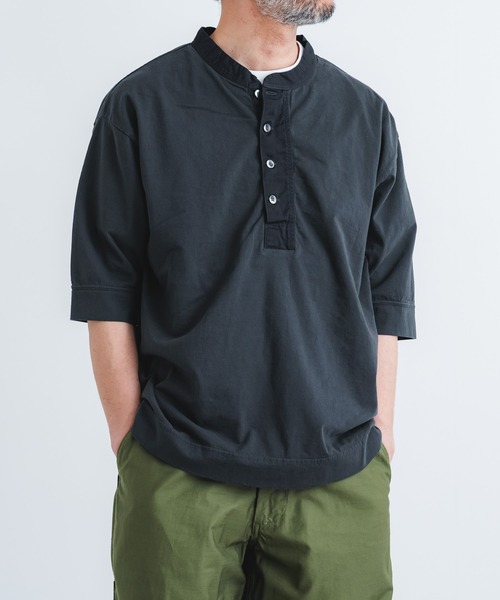 quadro tシャツ GTIIスーパー天竺5分袖布帛前立てヘンリーネックP/O