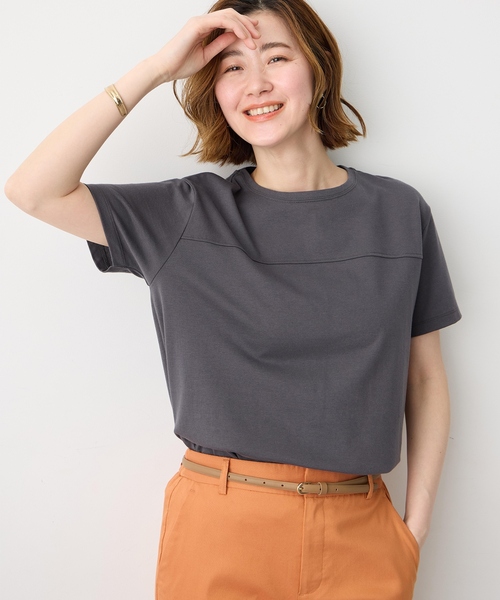 Petit Honfleur（プチオンフルール） tシャツ ラウンドヘム半袖プル 