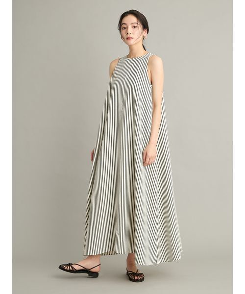 ワンピース ストライプアメスリフレアワンピースの画像