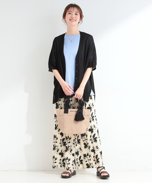 レオナール 綿100% 花柄ロングカーディガン 洗える ゆったり 体型カバー SHOO・LA・RUE（シューラルー） カーディガン 「洗濯機可/体型カバー