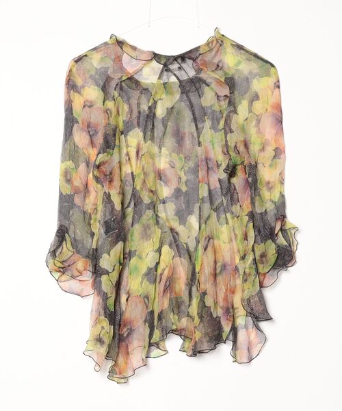 「ISABEL MARANT」 花柄長袖ブラウス 38 イエロー レディース_画像2