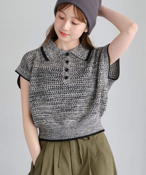 tiptop（ティップトップ） ポロシャツ ポロ メランジメッシュライン