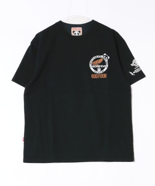 HONDA×PANDIESTA CB400FOUR BLACK PANDIESTA（パンディエスタ） tシャツ Honda×Pandiesta CB400 FOUR相棒