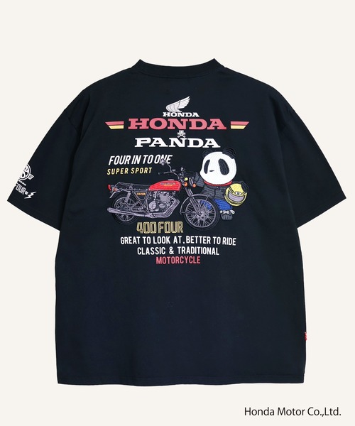 HONDA×PANDIESTA CB400FOUR BLACK PANDIESTA（パンディエスタ） tシャツ Honda×Pandiesta CB400 FOUR相棒