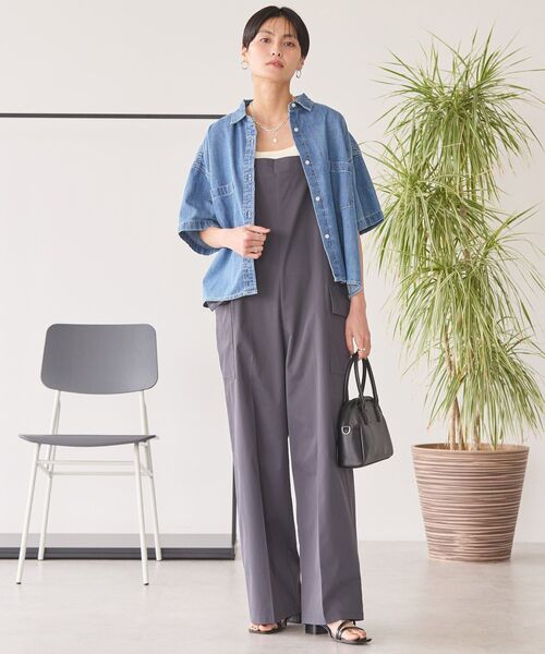 「AMERICAN HOLIC」 半袖シャツ L インディゴブルー レディース_画像5