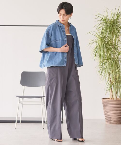 「AMERICAN HOLIC」 半袖シャツ L インディゴブルー レディース_画像6