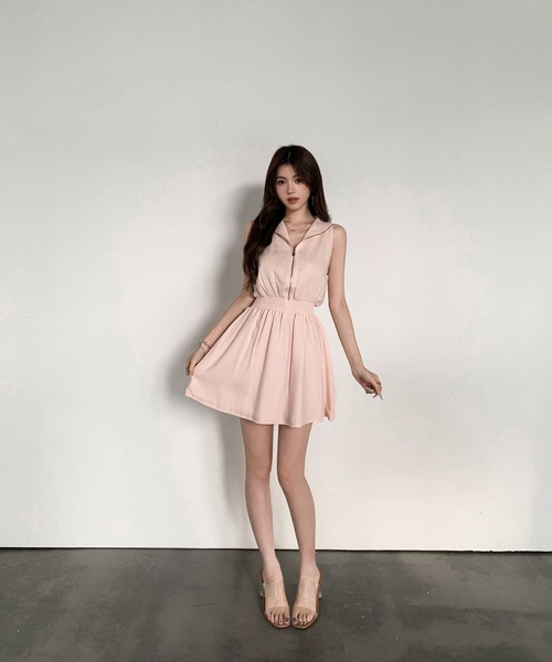 VEILA ワンピース ジップアップノースリーブミニワンピース : ZOZOTOWN