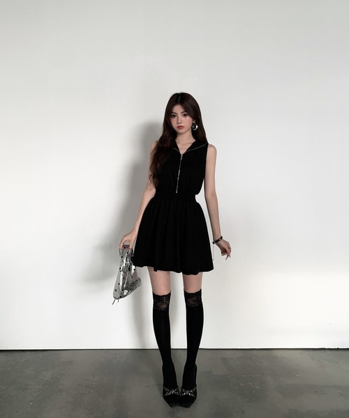 VEILA ワンピース ジップアップノースリーブミニワンピース : ZOZOTOWN