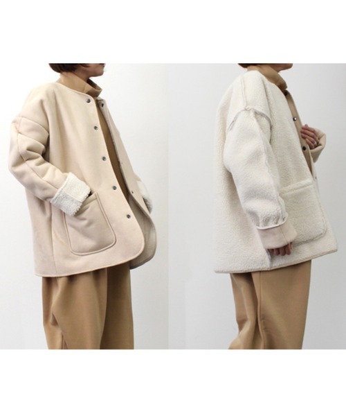 STYLEBLOCK ジャケット ノーカラージャケット フェイクムートン