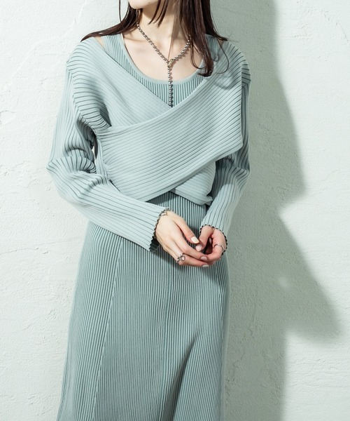 ランキング１位受賞 ワンピース Cm着用 配色リブクロスニットワンピースset 気質アップ Mercurytechnologies Mn Com
