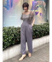 ラグナムーン　 LADYチュールドッキングコンビネゾン　 パンツドレス　イエロー LAGUNAMOON ラグナムーン LADYチュールドッキングコンビネゾン