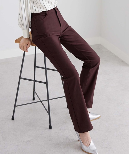 BELLUNA パンツ 静電防止！裏起毛ブーツカットパンツ股下73cm