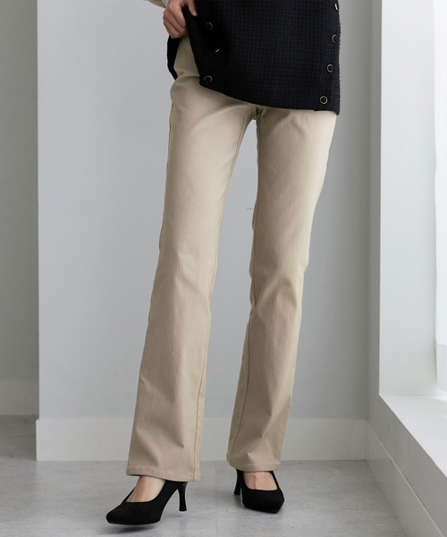 BELLUNA パンツ 静電防止！裏起毛ブーツカットパンツ股下73cm