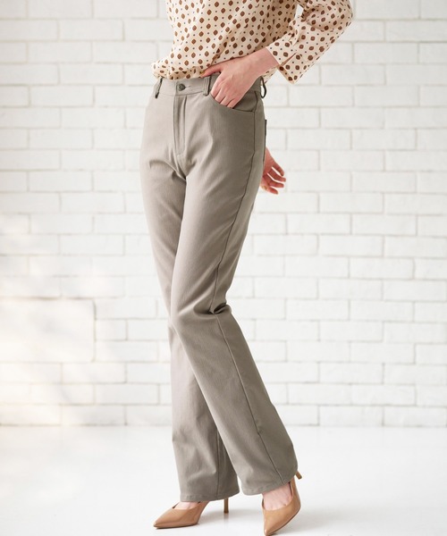 BELLUNA パンツ 静電防止！裏起毛ブーツカットパンツ股下73cm