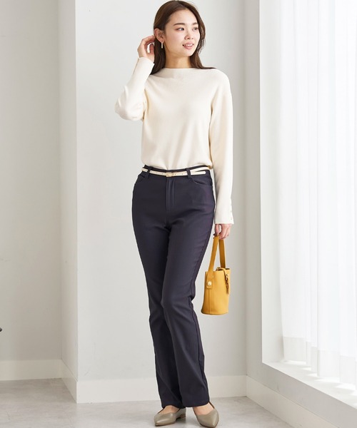 BELLUNA パンツ 静電防止！裏起毛ブーツカットパンツ股下73cm