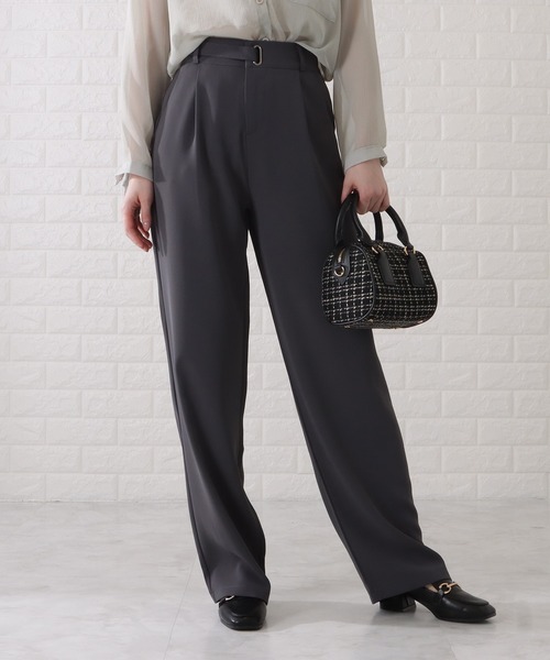 パンツ lace nylon pants (grey) WONDERGROUND】SIDE COLOR LACE UP WIDE NYLON PANTS / GREY
