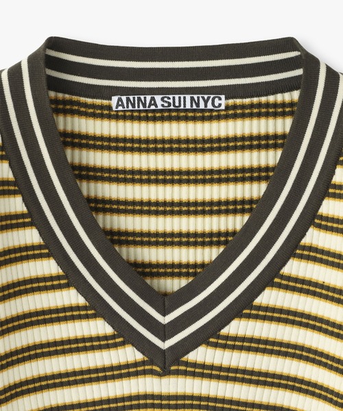 ニット セーター ANNA SUI NYC レトロボーダ・Ｖネックニットプルオーバー レディース セール】ANNA SUI NYC レトロボーダ・Vネックニットプル