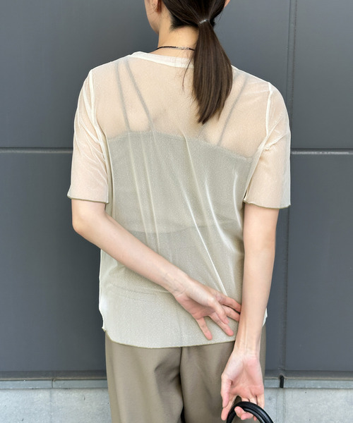select MOCA（セレクトモカ） tシャツ ニュアンスシアーカラーメロー