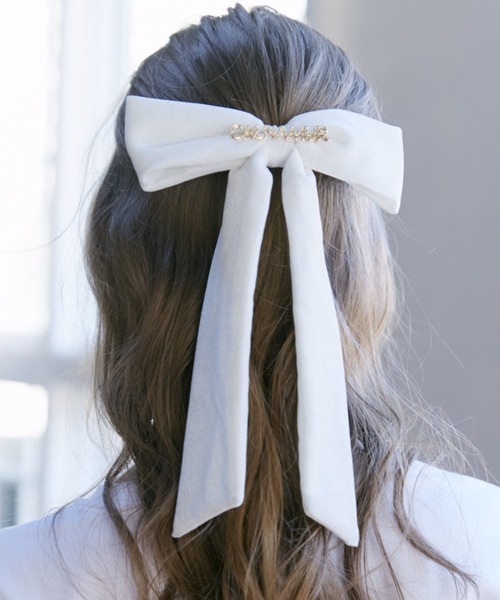 CALNAMUR ヘアクリップ 「2way」ベロアロゴピックピンバレッタ