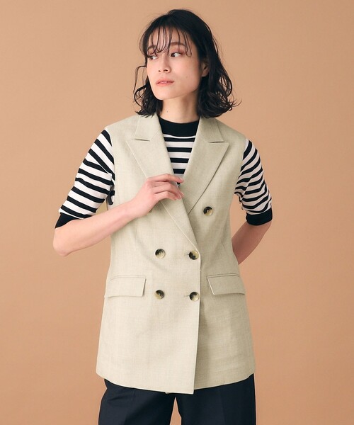 人気の新作 DRESSTERIOR ベスト ジレ 「セットアップ可」リネンブレンド トップス