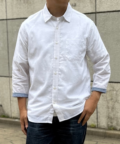 ikka（イッカ） 七分袖 シャツ 「吸水速乾」7分袖イージーケアリネン