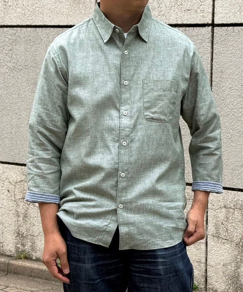 ikka（イッカ） 七分袖 シャツ 「吸水速乾」7分袖イージーケアリネン