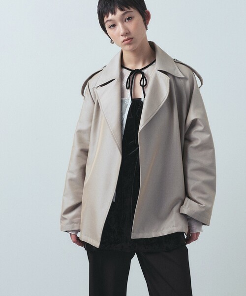 CODE A トレンチコート コート oversized short trench coat
