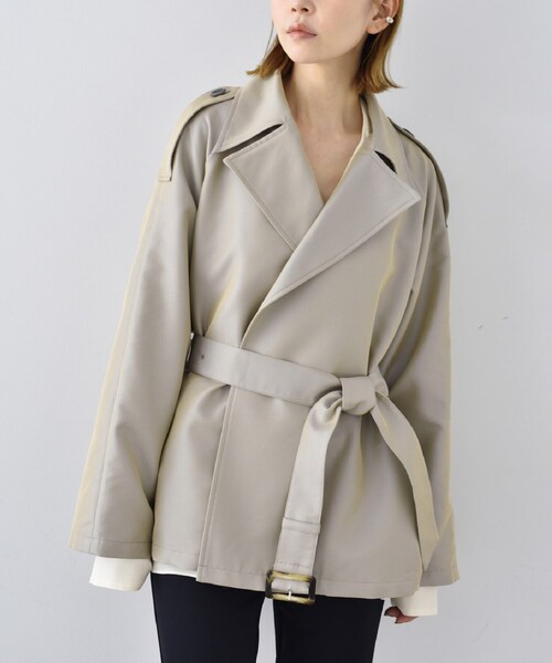 ★関税込み・送料無料★ トレンチコート CODE A トレンチコート コート oversized short trench coat