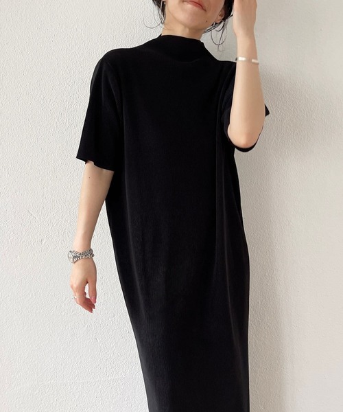 プリーツプリーツ 半袖ワンピース wee9s（ウィークス）の「daily daily super stretch crew neck