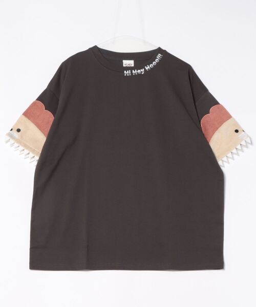 tシャツ 「Hi Hey Hoooo/ハイヘイホー」袖アニマル半袖Tシャツ　アニマルシリーズ レディース