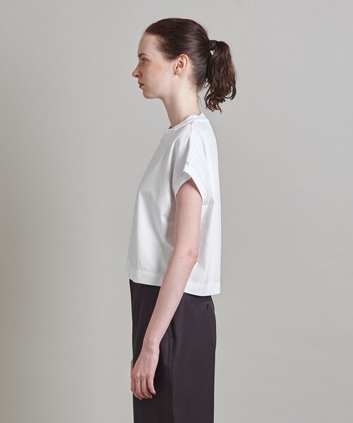 【美品】★ロエフLOEFF コットンクレセントスリーブ Tシャツ ホワイト LOEFF tシャツ 「LOEFF」スビンコットン ワイド ショート T