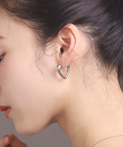 シルバーフープピアス⭐︎ LHME ピアス 「WEB限定」“Moment”ハートフープピアス/サージカル