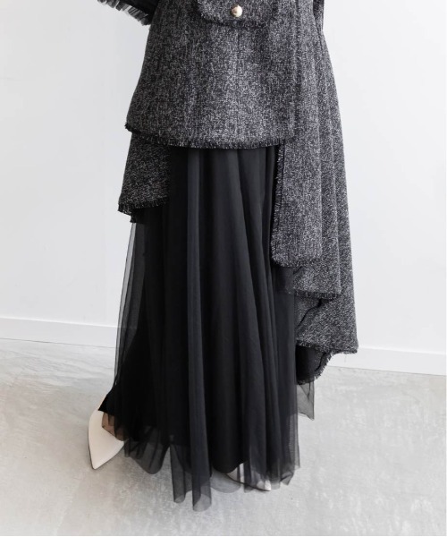 ランダ RANDA チュールレイヤードジャケットワンピース （BLACK） チュールレイヤードジャケットワンピースRANDA公式サイト